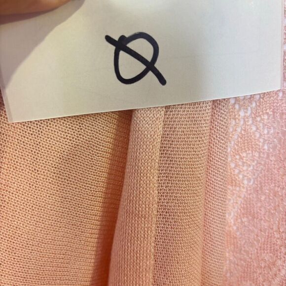 NWT Elle Womens Open Front Cardigan Sweater Medium in Peach Pink Back Crochet - Picture 10 of 11